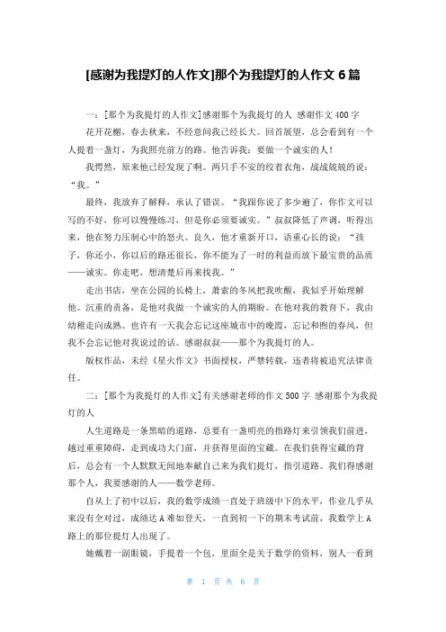 [感谢为我提灯的人作文]那个为我提灯的人作文6篇
