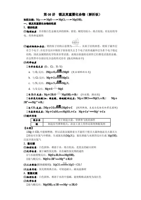 第08讲镁及其重要化合物2024年高考化学精准一轮复习讲义(解析板)
