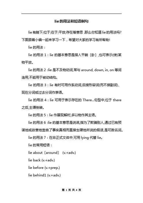 lie的用法和短语例句