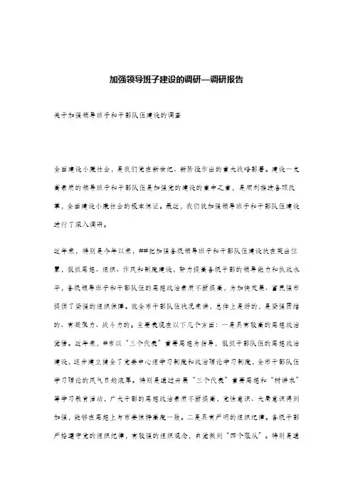 加强领导班子建设的调研—调研报告.doc