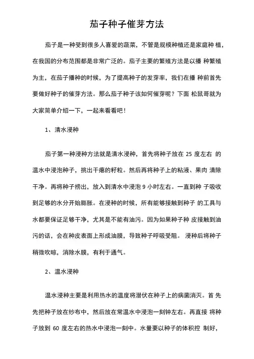 茄子种子催芽方法
