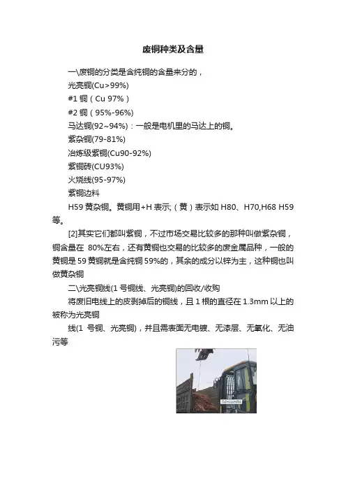 废铜种类及含量