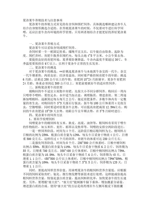 夏洛莱牛养殖技术与注意事项