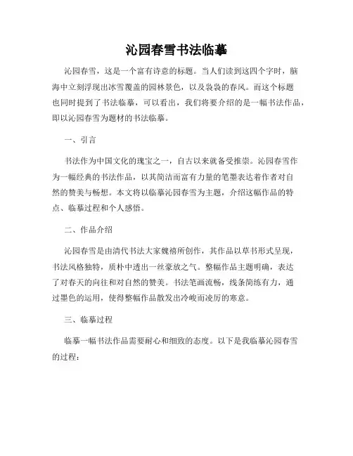 沁园春雪书法临摹