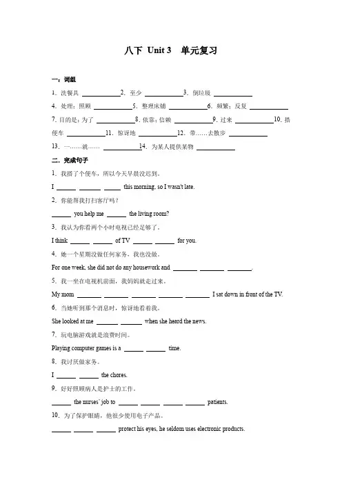 人教版八年级下册英语 Unit 3   单元复习  