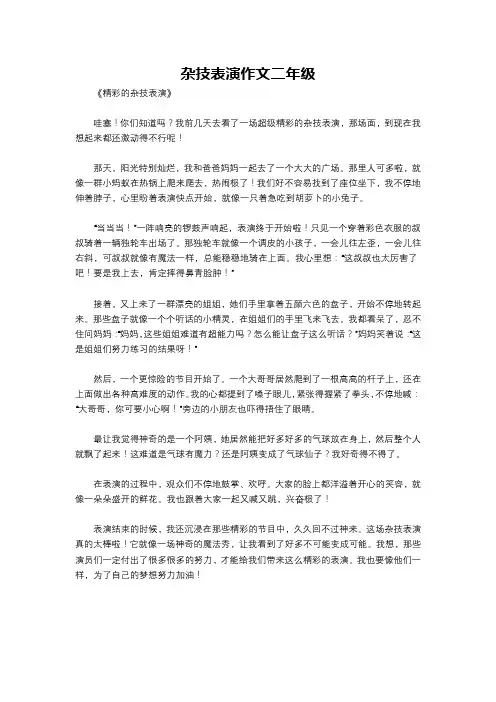 杂技表演作文二年级