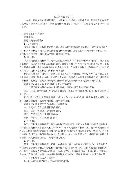 商标权内容包括什么