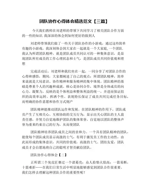 团队协作心得体会精选范文【三篇】