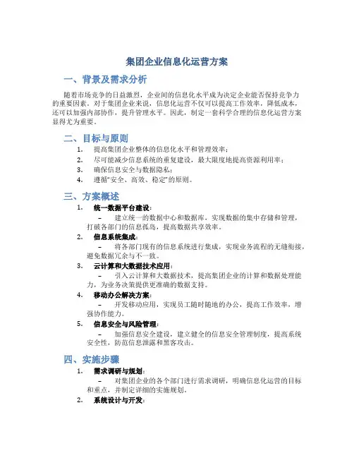 集团企业信息化运营方案