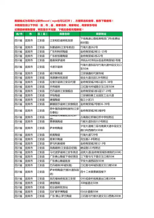 2020新版四川省宜宾市江安县陶瓷工商企业公司商家名录名单联系电话号码地址大全59家