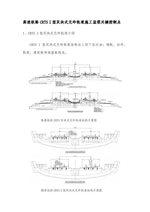 高速铁路CRTSⅠ型双块式无砟轨道施工监理关键控制点