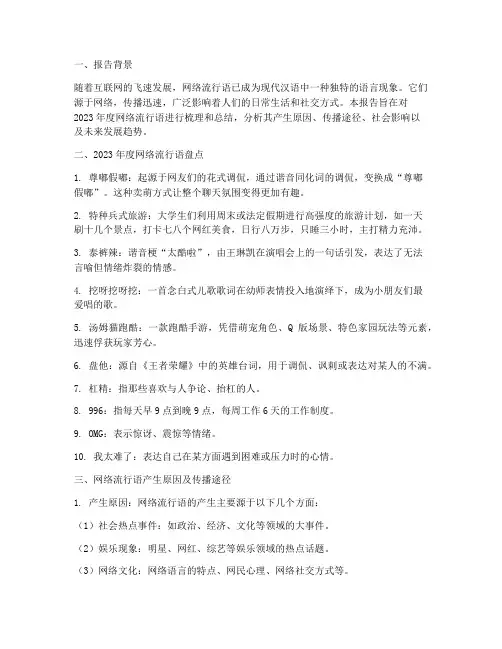 网络流行语年终总结报告