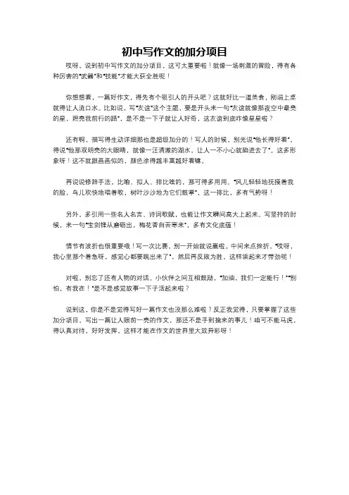 初中写作文的加分项目
