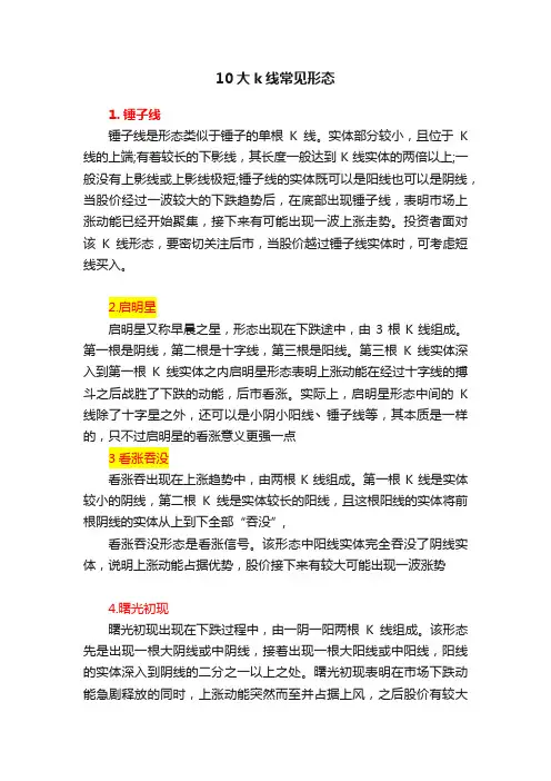 10大k线常见形态