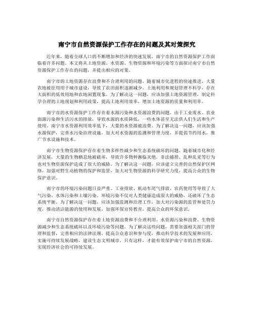 南宁市自然资源保护工作存在的问题及其对策探究