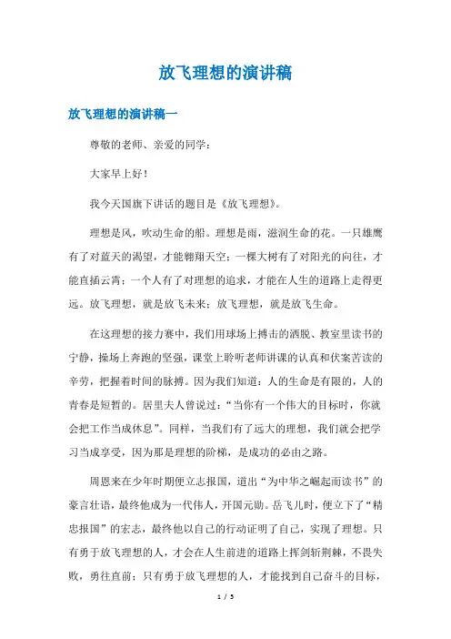 放飞理想的演讲稿