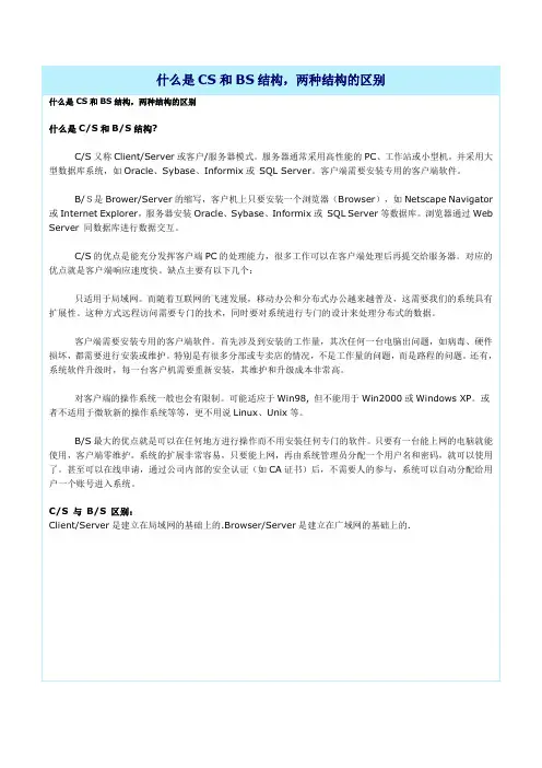 CS和BS结构