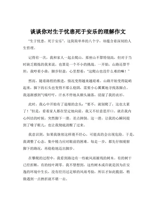 谈谈你对生于忧患死于安乐的理解作文