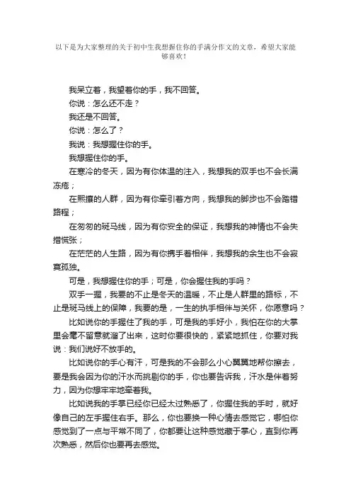 初中生我想握住你的手满分作文