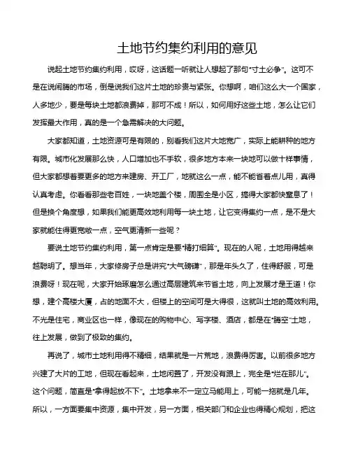 土地节约集约利用的意见