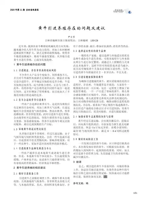黄牛引进养殖存在的问题及建议