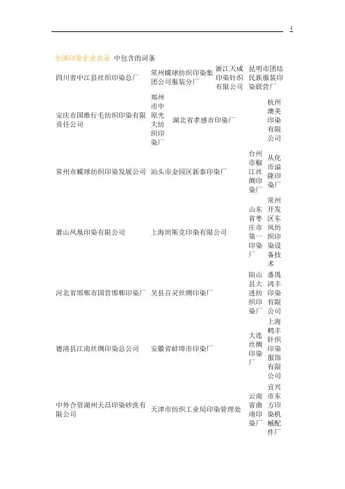全国印染企业