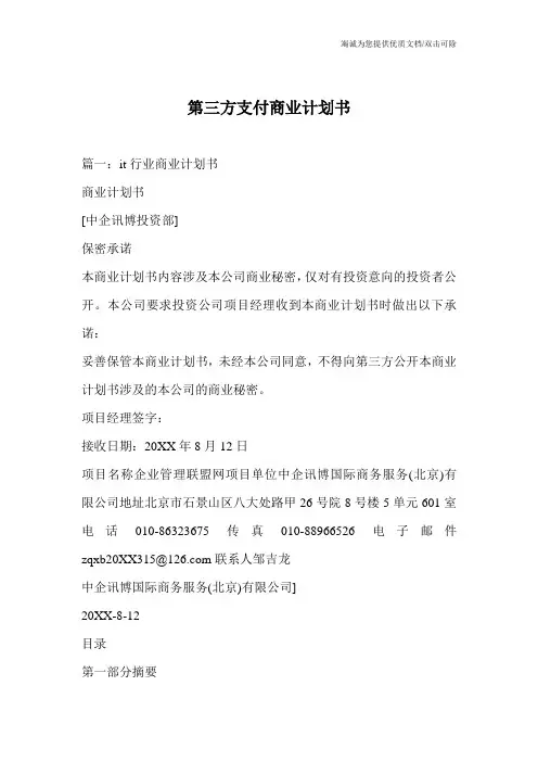 第三方支付商业计划书