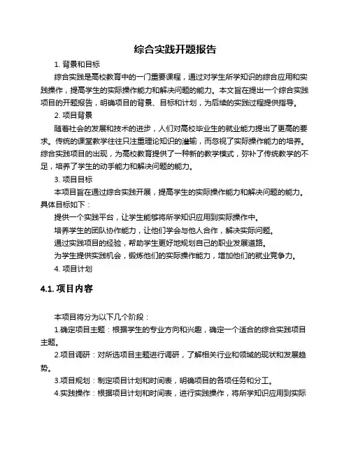 综合实践开题报告