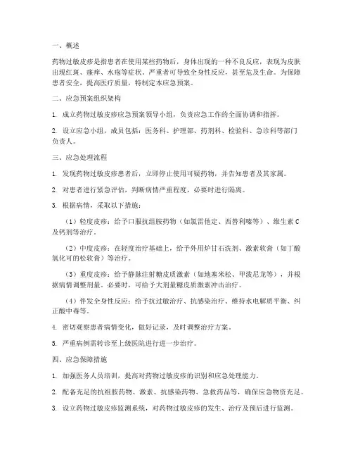 药物过敏皮疹应急预案