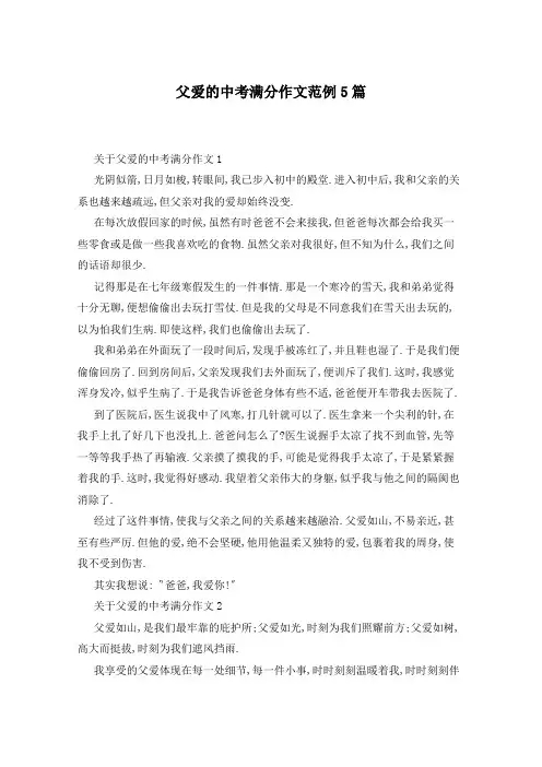 父爱的中考满分作文范例5篇