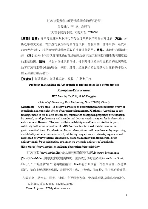 灯盏花素吸收与促进吸收策略的研究进展