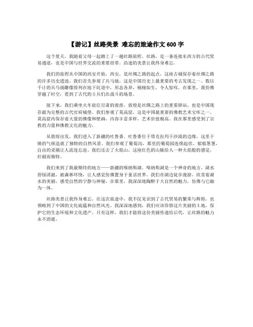 【游记】丝路美景 难忘的旅途作文600字