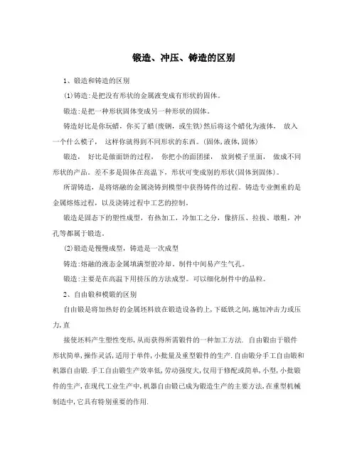 锻造、冲压、铸造的区别