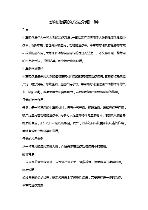 动物治病的方法介绍一种