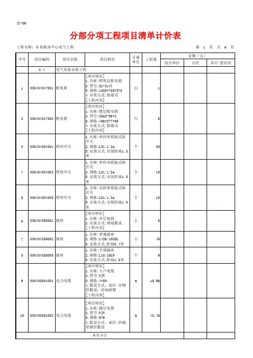 工程项目清单计价表1