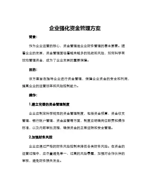 企业强化资金管理方案