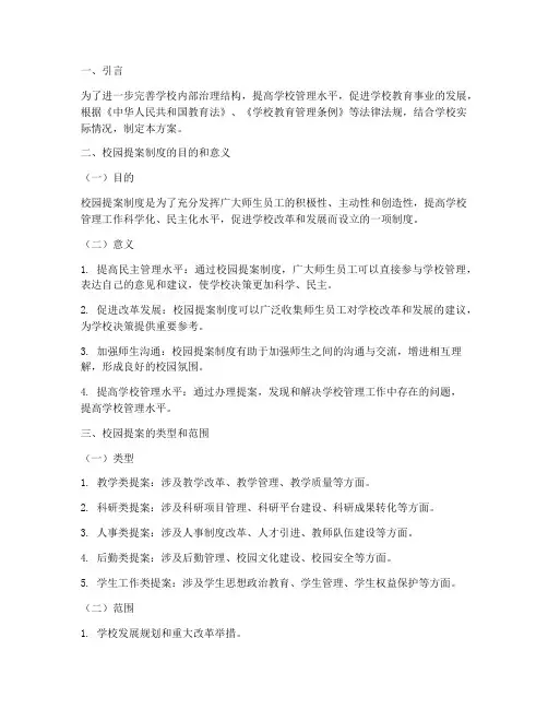 校园提案制度建设方案模板