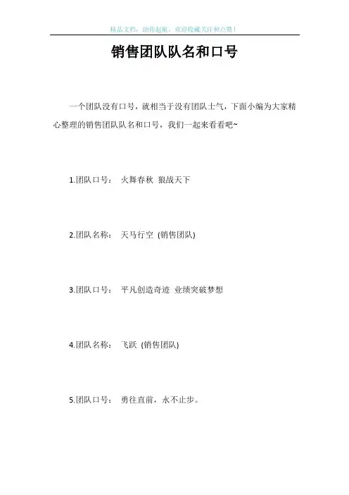 销售团队队名和口号