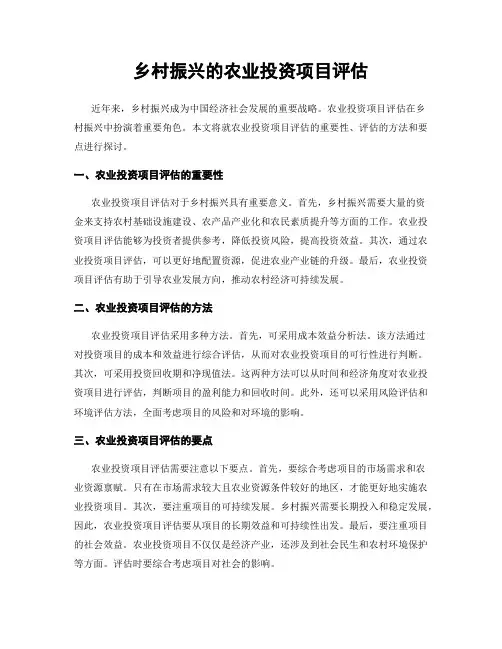 乡村振兴的农业投资项目评估