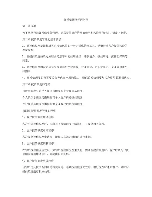 总授信额度管理制度