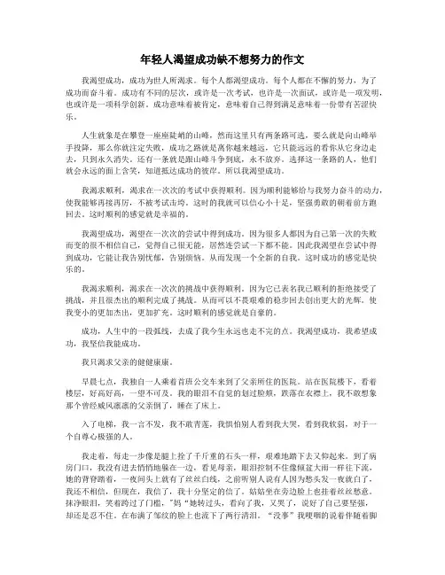 年轻人渴望成功缺不想努力的作文