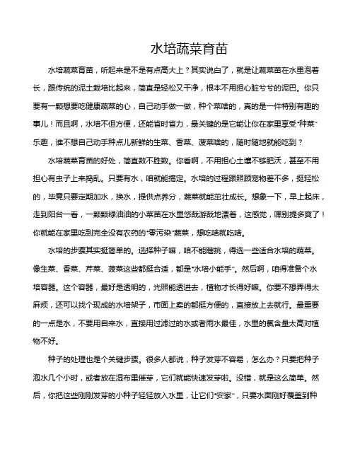 水培蔬菜育苗