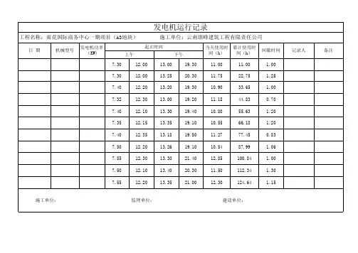 发电机台班记录表