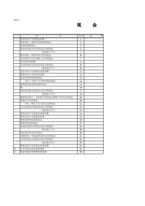 现金流量表编制底稿Excel 