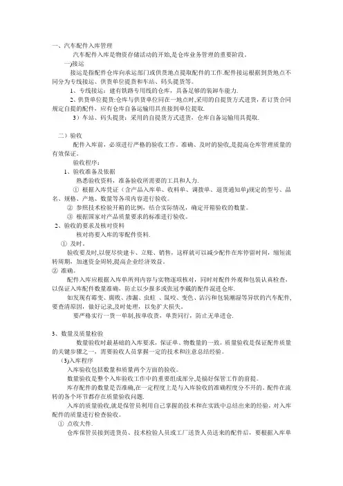 汽车配件出入库管理