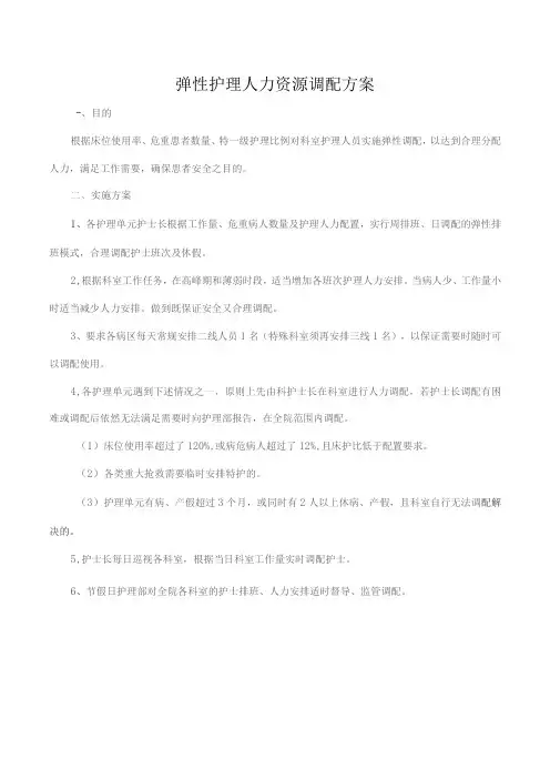 弹性护理人力资源调配方案