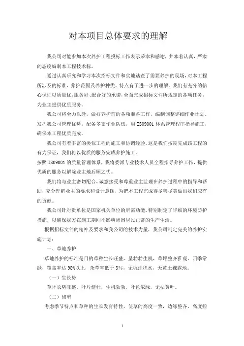 对本项目总体要求的理解