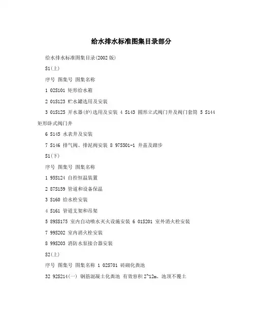 给水排水标准图集目录部分