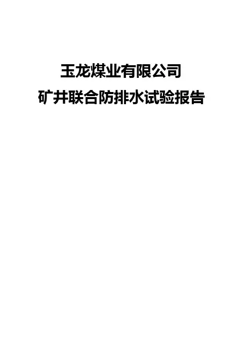 矿井联合防排水试验报告