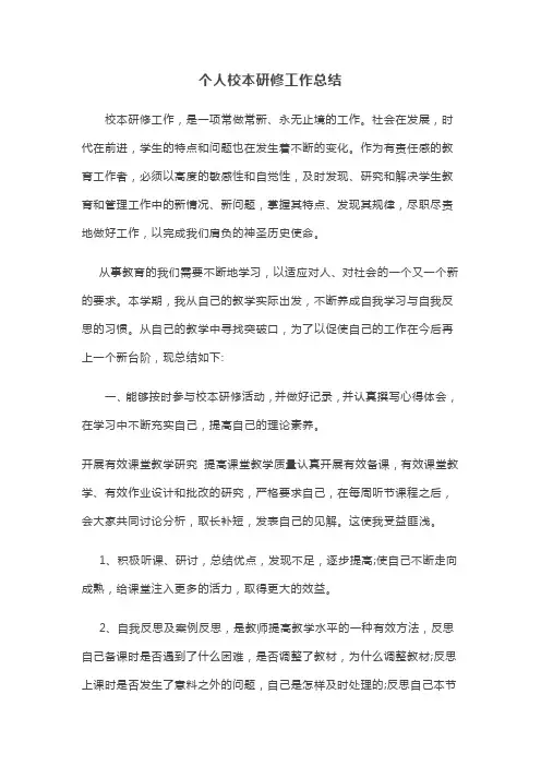 个人校本研修工作总结